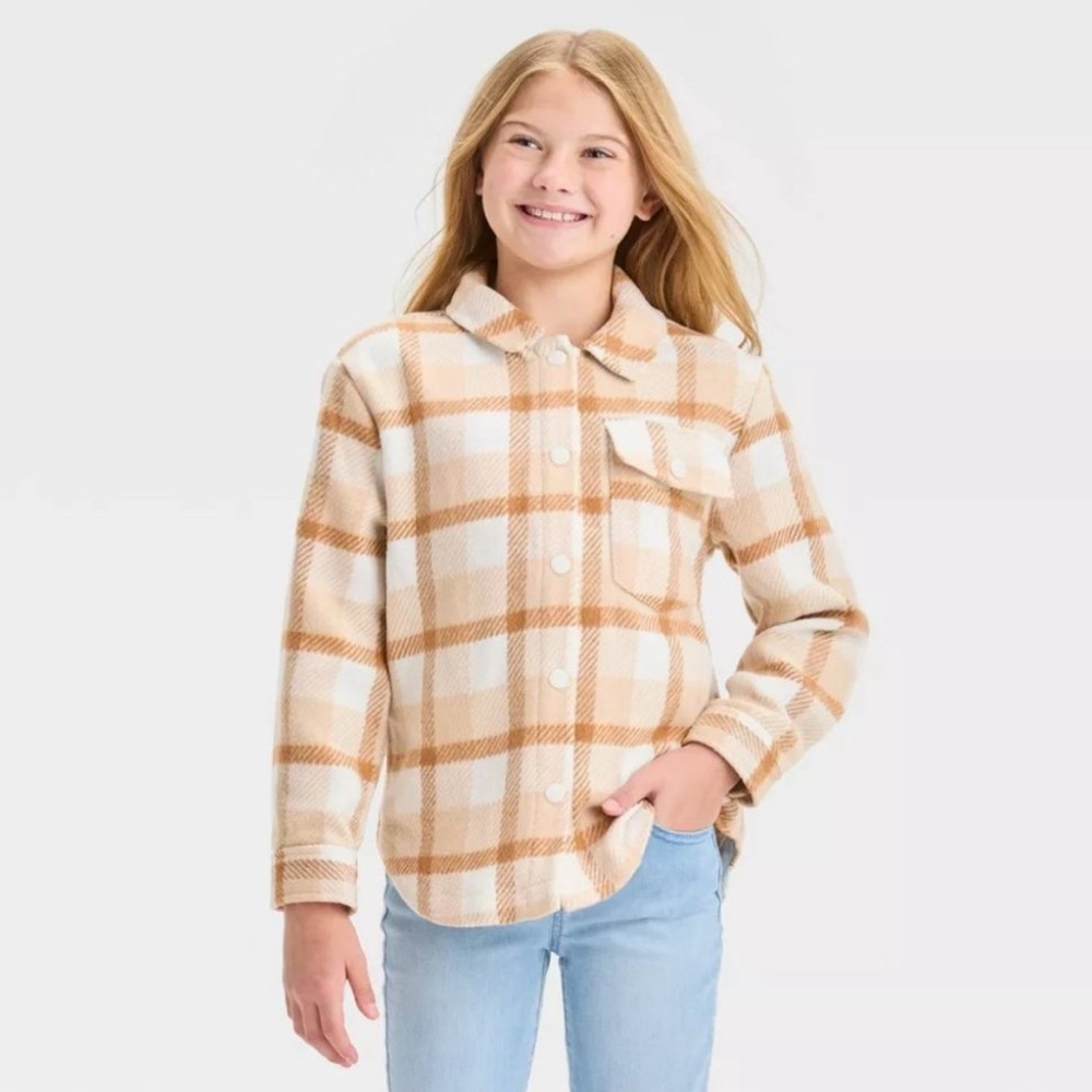 Cat & Jack Beige Plaid Shacket
